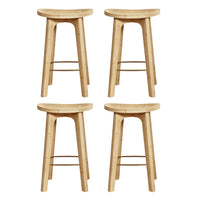 4x Bar Stools Bamboo Rattan Stool Counter Chair Kitchen Barstools