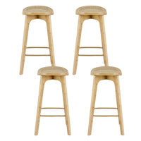 4x Bar Stools Bamboo Rattan Stool Counter Chair Kitchen Barstools