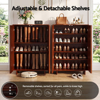 Artiss Shoe Cabinet 5 Tier Storage Organiser w/ Adjustable Shelves Bamboo