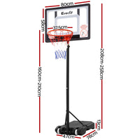 2.1M Basketball Hoop Stand System Adjustable Portable Pro Kids Clear