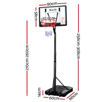 2.6M Basketball Hoop Stand System Adjustable Portable Pro Kids Clear