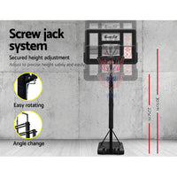 3.05M Basketball Hoop Stand System Adjustable Height Portable Pro Black