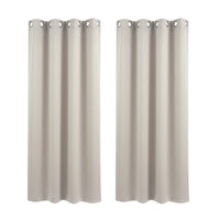 Artiss Blockout Curtains 2X 132x160cm Thermal Insulated Eyelet Drapes Beige