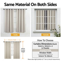 Artiss Blockout Curtains 2X 132x160cm Thermal Insulated Eyelet Drapes Beige