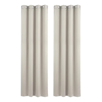 Artiss Blockout Curtains 2X 132x213cm Thermal Insulated Eyelet Drapes Beige