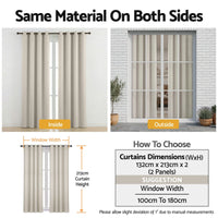 Artiss Blockout Curtains 2X 132x213cm Thermal Insulated Eyelet Drapes Beige