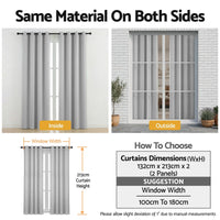 Artiss Blockout Curtains 2X 132x213cm Thermal Insulated Eyelet Drapes Grey