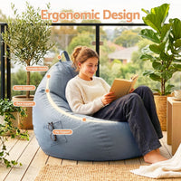 Artiss Outdoor Bean Bag Chair Cover (No Filler) Splash-Proof Beanbag Sofacover for Adults Teens Kids Stuffable Bean Bag Cover for Patio Poolside Relaxing, Grey