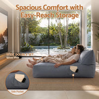 Artiss Outdoor Bean Bag Chair Cover (No Filler) 2 Seater Beanbag Lounge Sofacover Adults Splash-Proof Large Bean Bag Cover for Patio Poolside Relaxing Indoor, Grey