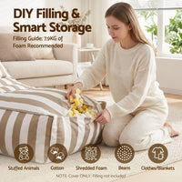 Artiss Outdoor Bean Bag Chair Cover (No Filler) Splash-Proof Beanbag Lounge Sofacover Stuffed Animal Storage Bean Bag Cover for Patio Poolside Relaxing, Taupe