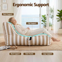 Artiss Outdoor Bean Bag Chair Cover (No Filler) Splash-Proof Beanbag Lounge Sofacover Stuffed Animal Storage Bean Bag Cover for Patio Poolside Relaxing, Taupe
