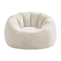 Artiss Bean Bag Chair Cover (No Filler) Soft Faux Fur Beanbag Cover Large Round Stuffed Animal Storage Bean Bag Cover Washable Lazy Sofa Cover for Adults Kids Teens, Beige