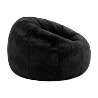 Artiss Bean Bag Chair Cover (No Filler) Soft Faux Fur Beanbag Cover Large Round Stuffed Animal Storage Bean Bag Cover Washable Lazy Sofa Cover for Adults Kids Teens, Black