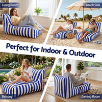 Artiss Outdoor Bean Bag Chair with Filler Splash-Proof Beanbag Lounge DIY Stuffed Animal Storage Bean Bag Washable for Patio Poolside Relaxing, Blue