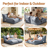 Artiss Outdoor Bean Bag Chair with Filler 2 Seater Beanbag Lounge Adults Splash-Proof Large Bean Bag Cover with Filling for Patio Poolside Relaxing Indoor, Grey