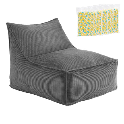 Artiss Bean Bag Chair Cover with Filler Soft Corduroy DIY Stuffed Animal Storage Bean Bag for Adults, Washable Lazy Sofa for Living Room Bedroom, Grey