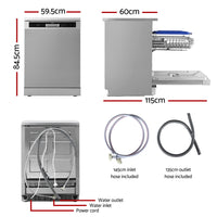 Devanti 60cm 14 Place Settings Freestanding Dishwasher Silver