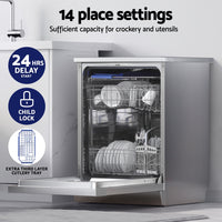 Devanti 60cm 14 Place Settings Freestanding Dishwasher Silver