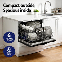 Devanti 6-Place Setting Benchtop Dishwasher 50cm Black