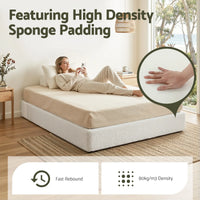 Artiss Compression Bed Frame Queen Size No Assembly Vacuum High Density Sponge Boucle Cream White