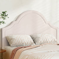 Bed Frame Bed Head Headboard Queen Velvet IRIS Beige