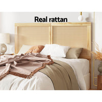 Bed Head Headboard Double Rattan - RIBO Pine