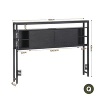 Artiss Bed Headboard Queen Storage Bedhead Charging Station Black
