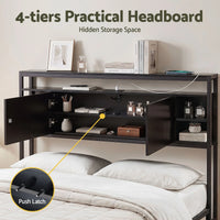 Artiss Bed Headboard Queen Storage Bedhead Charging Station Black