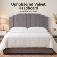 Artiss Bed Head Headboard King Velvet 183CM - Grey