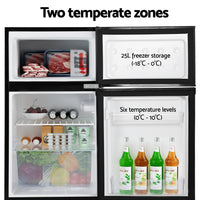 80L Bar Fridge Mini Freezer Refrigerator Black