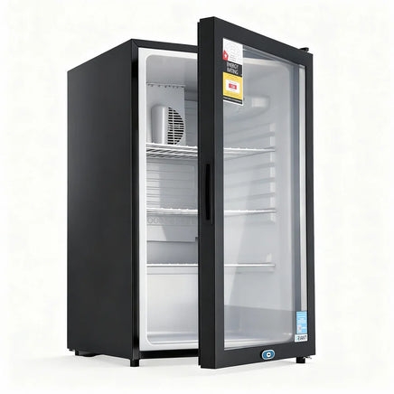 Devanti 105L Bar Fridge Glass Door Mini Fridge Countertop Cooler Black