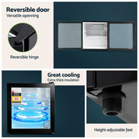Devanti 40L Bar Fridge Glass Door Mini Fridge Countertop Cooler Black