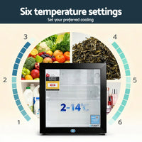 Devanti 40L Bar Fridge Glass Door Mini Fridge Countertop Cooler Black