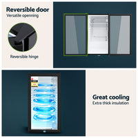 Devanti 78L Bar Fridge Glass Door Mini Fridge Countertop Cooler Black