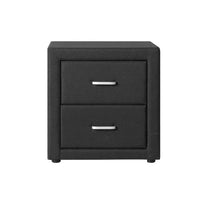 Bedside Table 2 Drawers Fabric - CADEN Charcoal