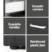 Artiss 2X Bedside Table 2 Drawers Fabric - CADEN Charcoal