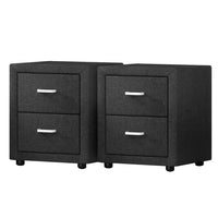Artiss 2X Bedside Table 2 Drawers Fabric - CADEN Charcoal