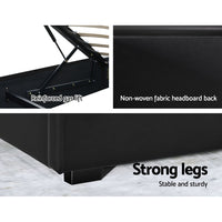 Bed Frame Queen Size LED Gas Lift Black COLE