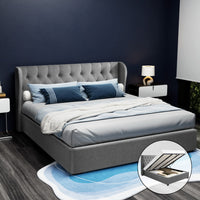 Bed Frame King Size Gas Lift Grey ISSA