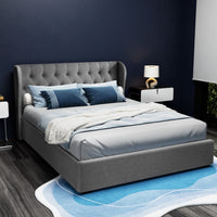 Bed Frame Queen Size Gas Lift Grey ISSA