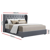 Bed Frame Queen Size Gas Lift Grey ISSA