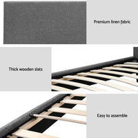 Bed Frame King Single Size Grey NEO