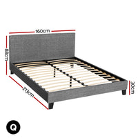 Bed Frame Queen Size Grey NEO