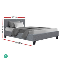 Bed Frame Single Size Grey NEO