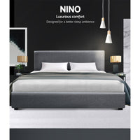 Bed Frame Double Size Gas Lift Grey NINO