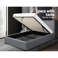 Artiss Bed Frame King Single Size Gas Lift Grey NINO