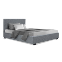 Bed Frame King Single Size Gas Lift Grey NINO