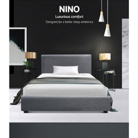 Bed Frame King Single Size Gas Lift Grey NINO