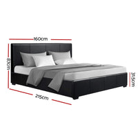 Bed Frame Queen Size Gas Lift Black NINO