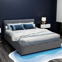 Bed Frame Queen Size Gas Lift Grey NINO